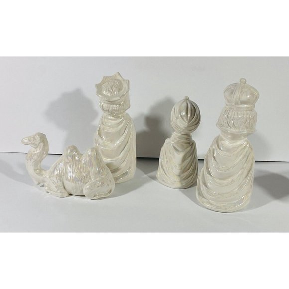 Vintage Arnel Nativity Set Glazed Ceramic Iridescent White Christmas Crèch ‘75 - Picture 9 of 12